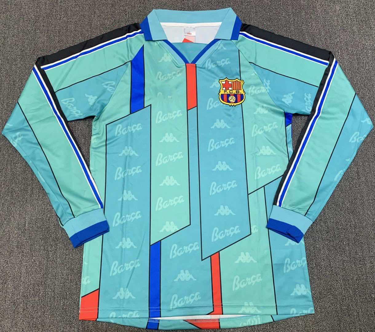 9697 season  Barcelona away long sleeved retro Fan version