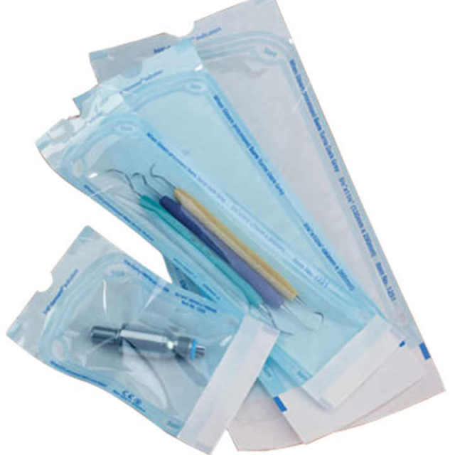 Dual Sterilization Indicator Self Sealing Autoclave Sterilization Pouch Flat Pouch Reel Roll Pouch ISO 13485 Certified Medical