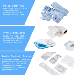 EO Gamma Sterilizable Tyvek Coated Lidstock Peelable Sealing Lids for Thermoformed Medical Trays ISO 11607 Certified Printing