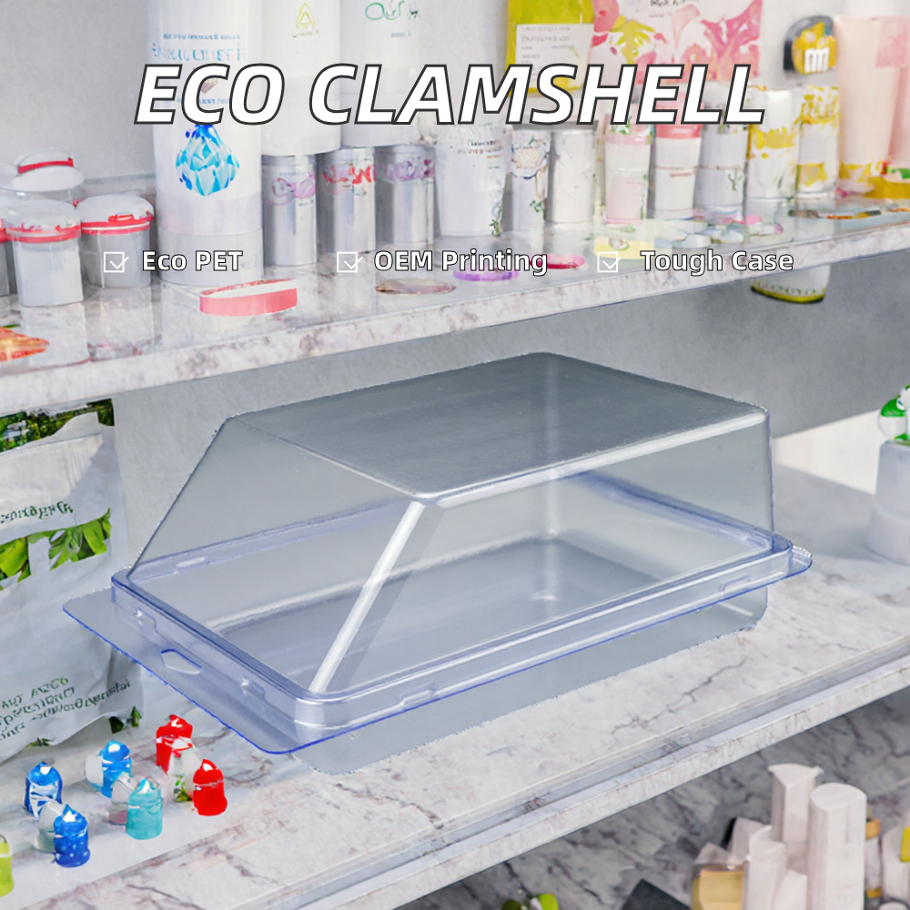 Flip-Fold Clamshell Blister Packaging Blush Cosmetic Recyclable PET 0.25-0.7mm Thickness Customizable OEM Options UV/Embossing