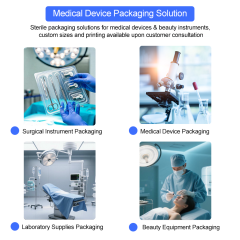 ISO Class 7 Cleanroom Produced CE/ISO13485 Certified EO Sterilized Tyvek Sterilization Pouches Customized Medical Packaging