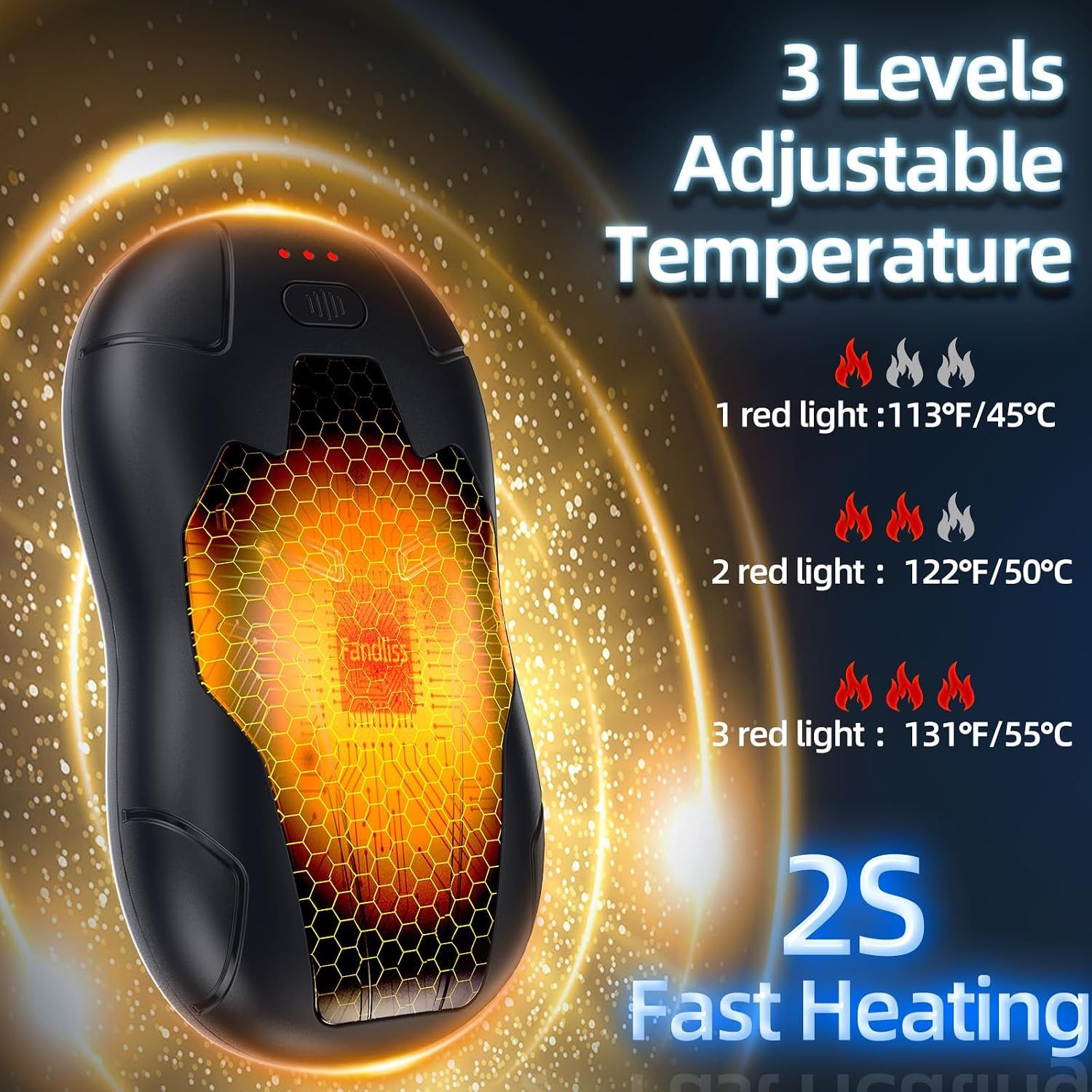 10000mAh Rechargeable Hand Warmer, Double-Sided Magnetic | Magnetic Dual Hand Warmers, fast double-sided heating. Fits gloves & pockets, ideal for commute, hiking, winter use & gifts