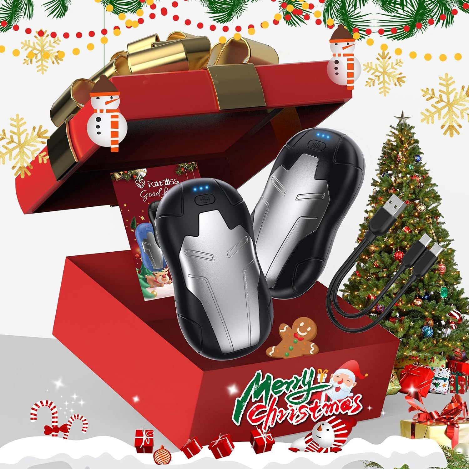 10000mAh Rechargeable Hand Warmer, Double-Sided Magnetic | Magnetic Dual Hand Warmers, fast double-sided heating. Fits gloves & pockets, ideal for commute, hiking, winter use & gifts