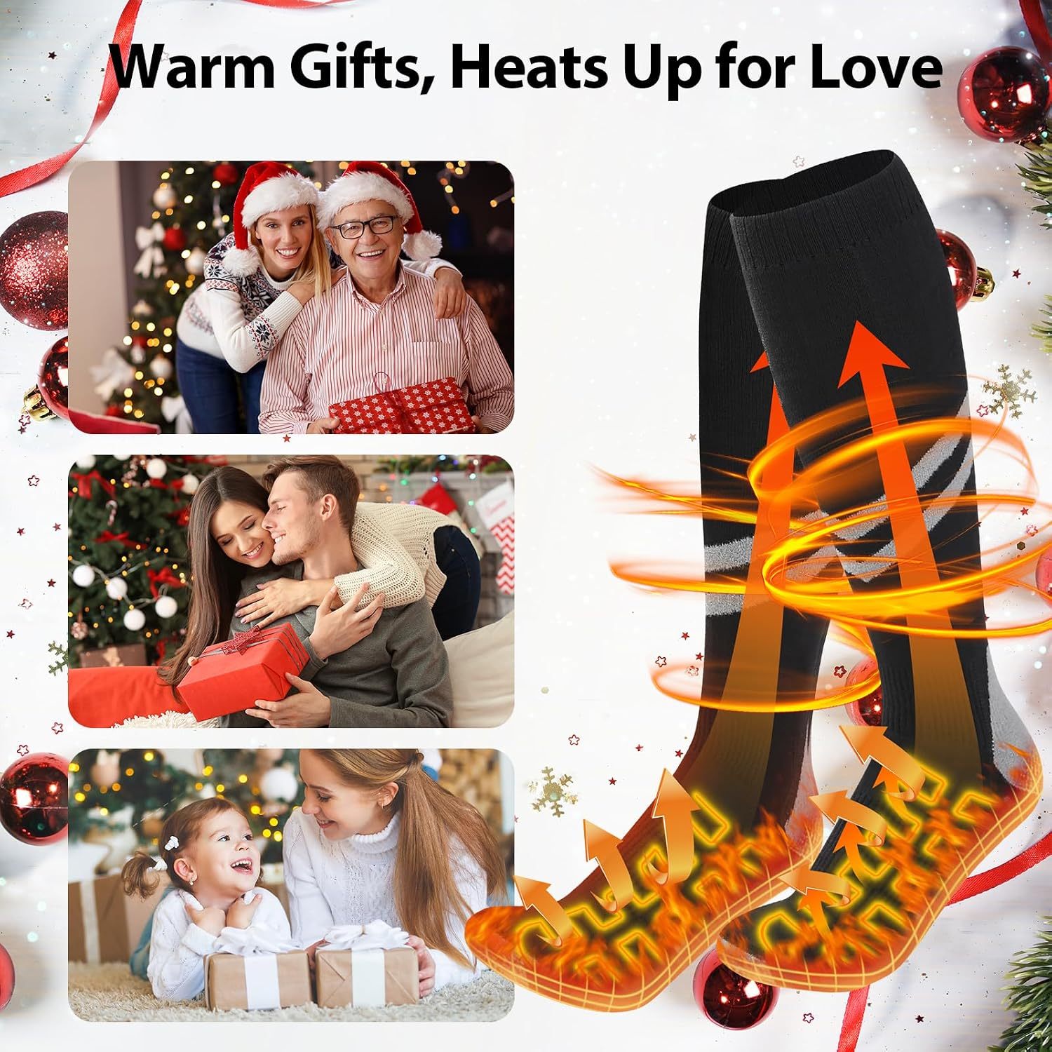 Rechargeable Heated Socks for Men & Women - 9000mAh Battery Winter Warmers with 3 Heat Levels | Full Foot Electric Heating for Skiing, Hiking, Cycling | Machine Washable Cold Weather Socks