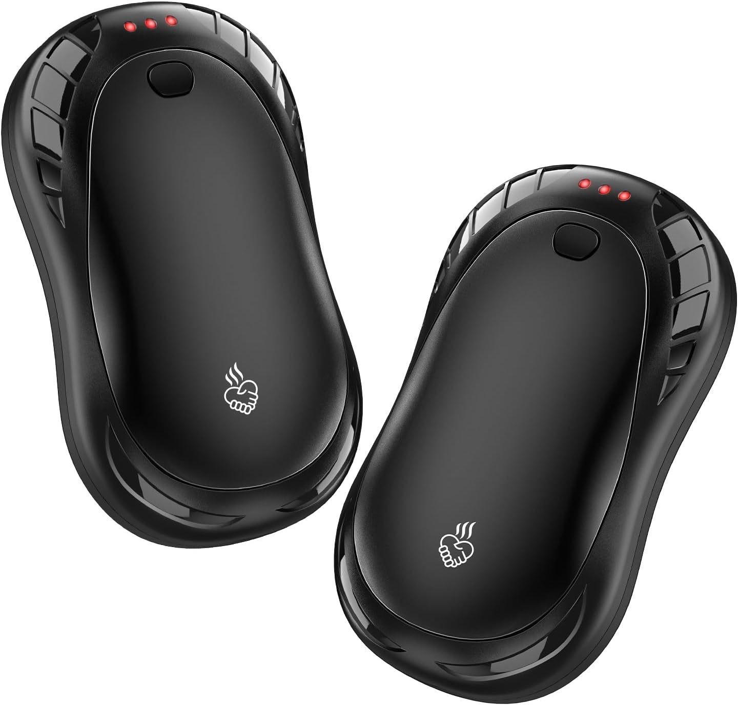 Hand Warmer Rechargeable 2 Pack, 4000mAh Portable Electric Pocket Heater, 3 Heat Settings Reusable Hand Warmers, Winter Warm Gifts for Men Women Indoor Outdoor Use Black