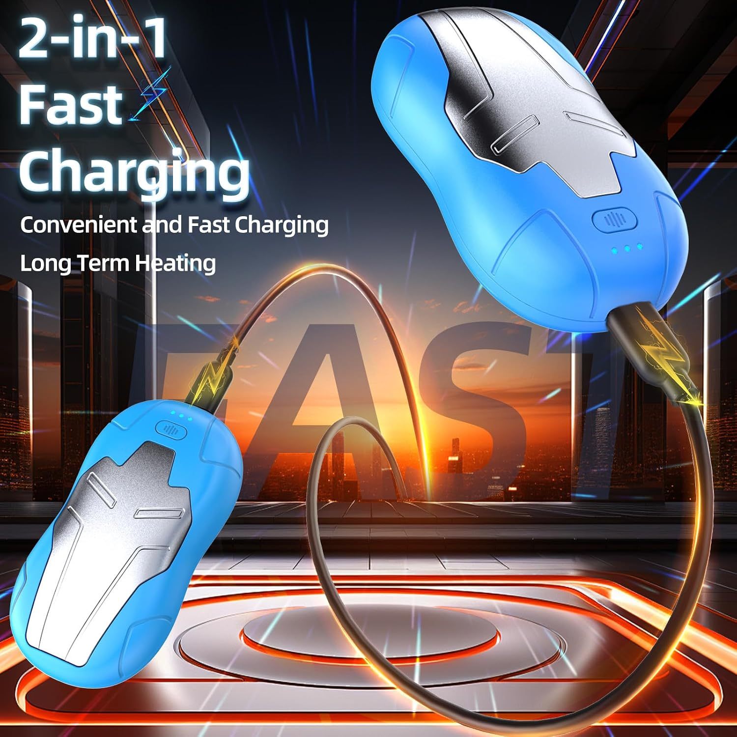 10000mAh Rechargeable Hand Warmer, Double-Sided Magnetic | Magnetic Dual Hand Warmers, fast double-sided heating. Fits gloves & pockets, ideal for commute, hiking, winter use & gifts