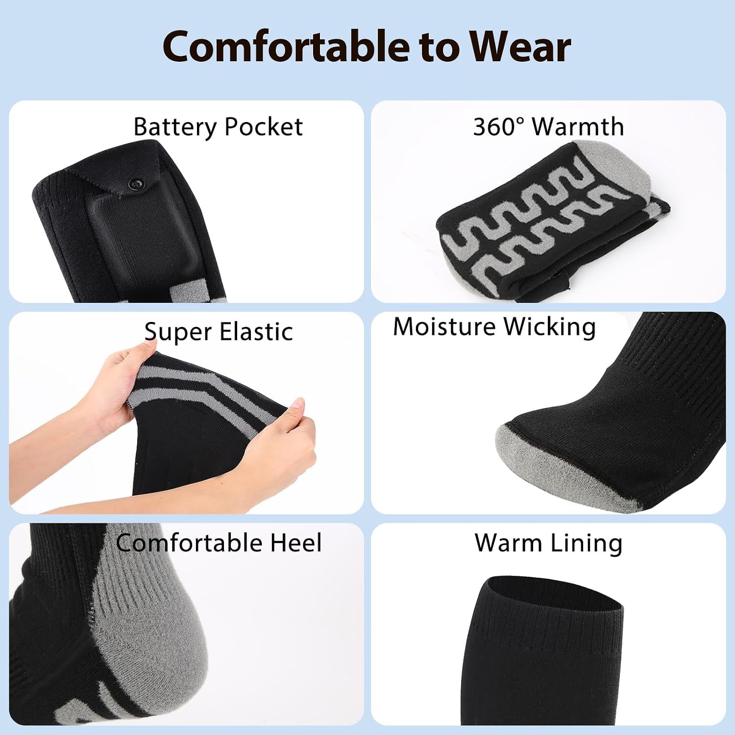 Rechargeable Heated Socks for Men & Women - 9000mAh Battery Winter Warmers with 3 Heat Levels | Full Foot Electric Heating for Skiing, Hiking, Cycling | Machine Washable Cold Weather Socks
