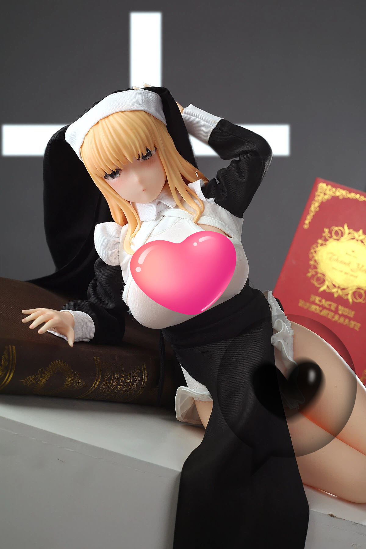 65cm Gothic Nun Silicone Anime Doll – Mysterious Dark Fantasy Companion