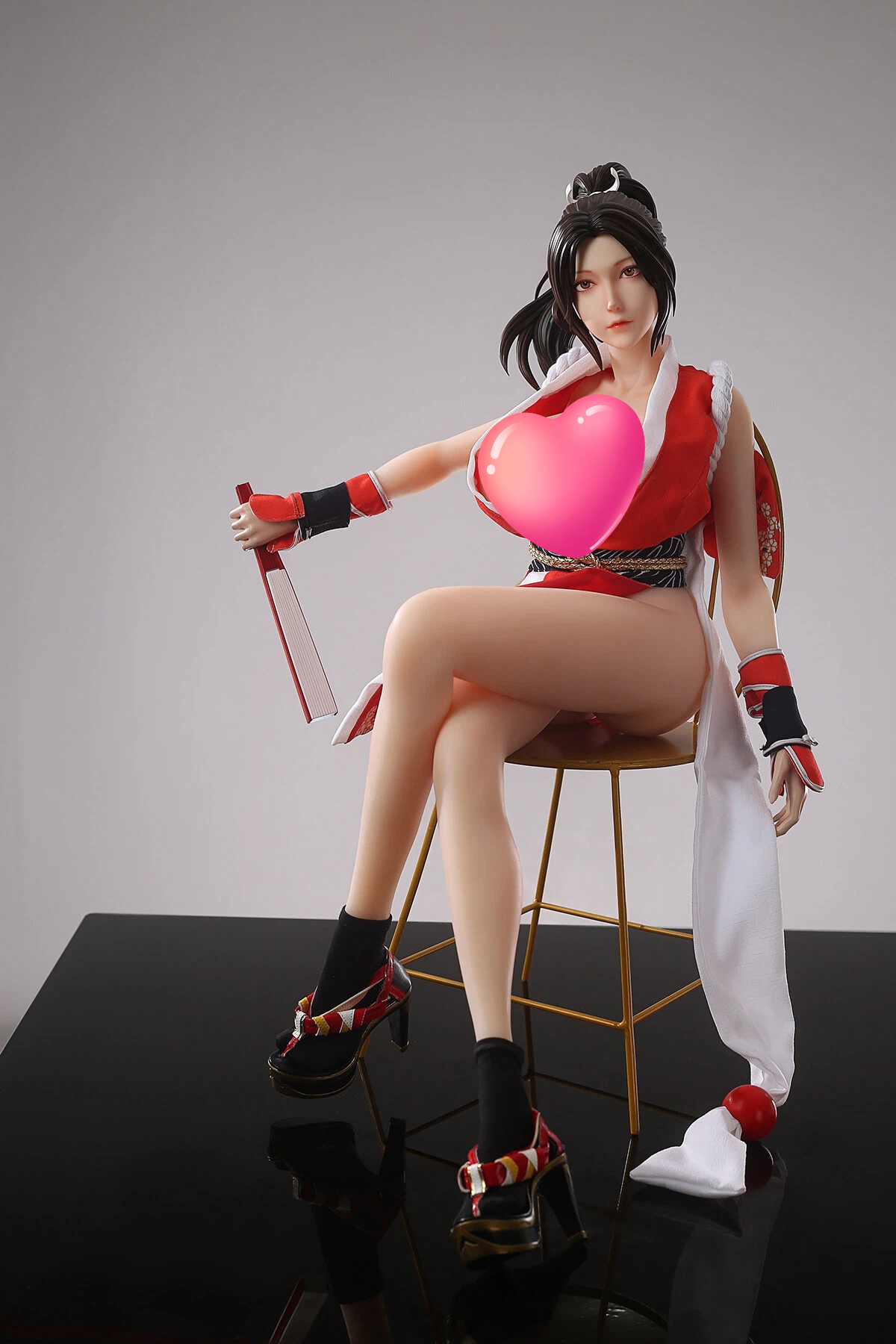 65cm Crimson Ninja Silicone Anime Doll – Fiery Red-Haired Martial Arts Companion