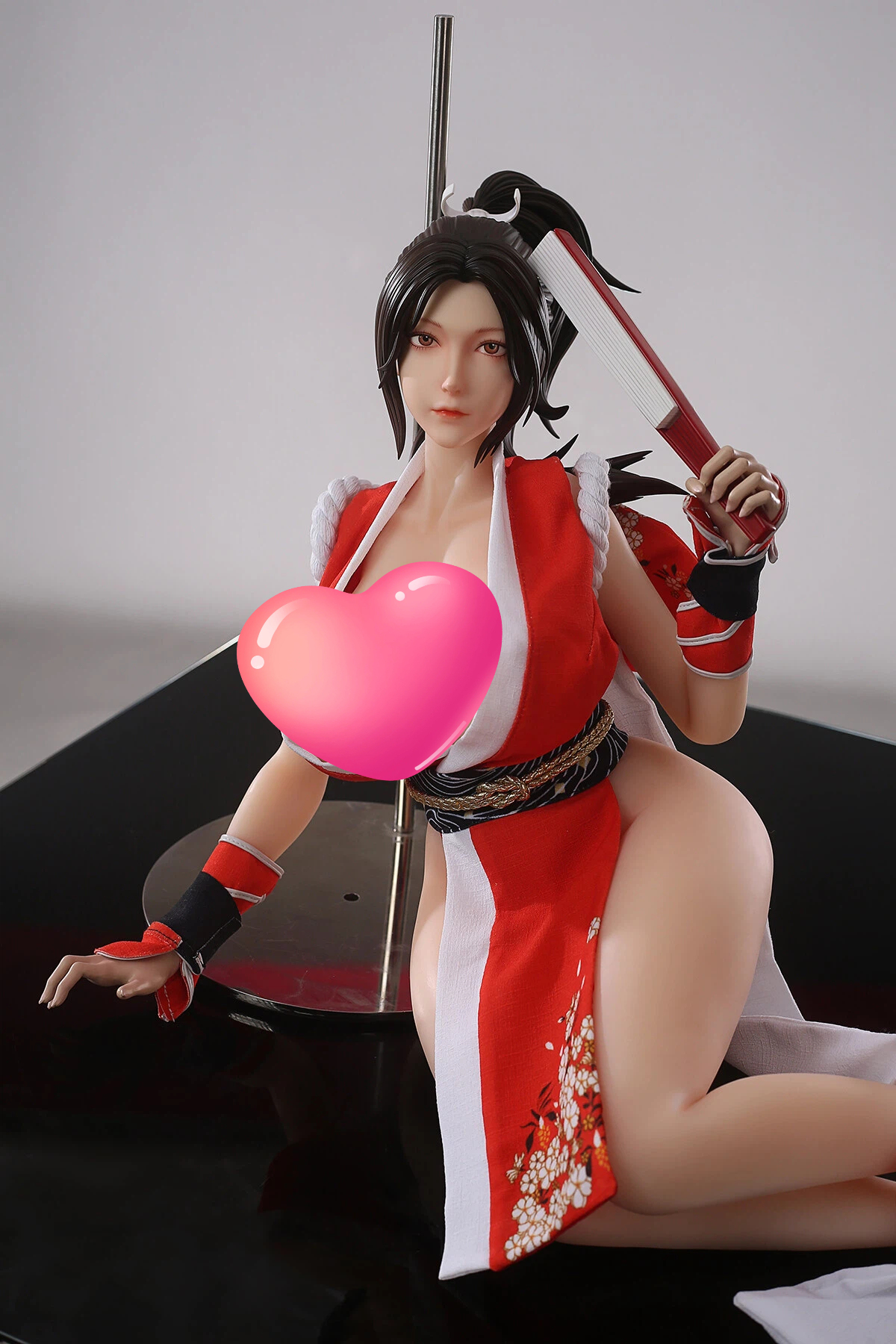 65cm Crimson Ninja Silicone Anime Doll – Fiery Red-Haired Martial Arts Companion