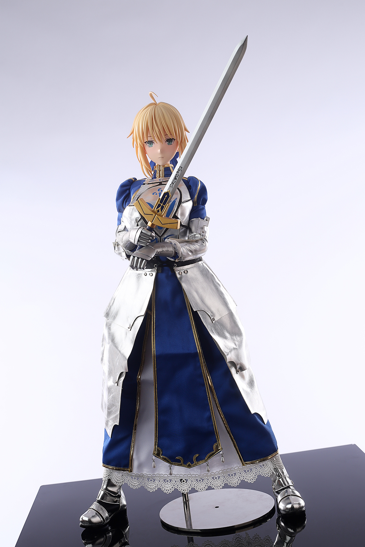 65cm Royal Blue Knight Silicone Anime Doll – Golden-Haired Fantasy Companion