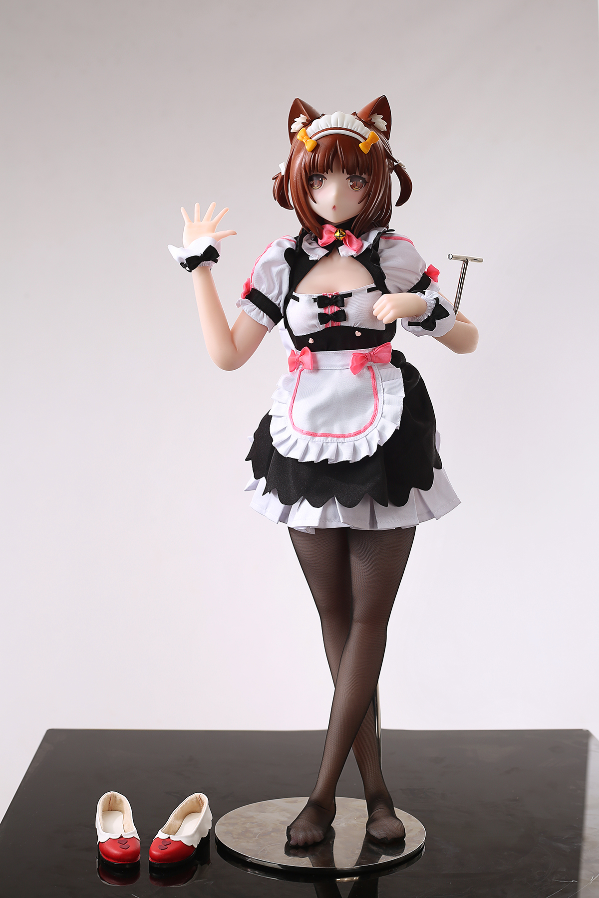 65cm Midnight Feline Maid Silicone Anime Doll – Elegant Dark-Haired Catgirl Companion