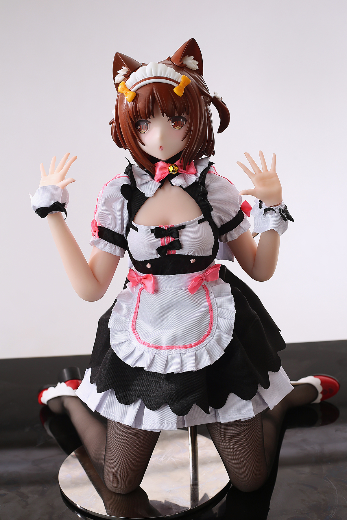 65cm Midnight Feline Maid Silicone Anime Doll – Elegant Dark-Haired Catgirl Companion