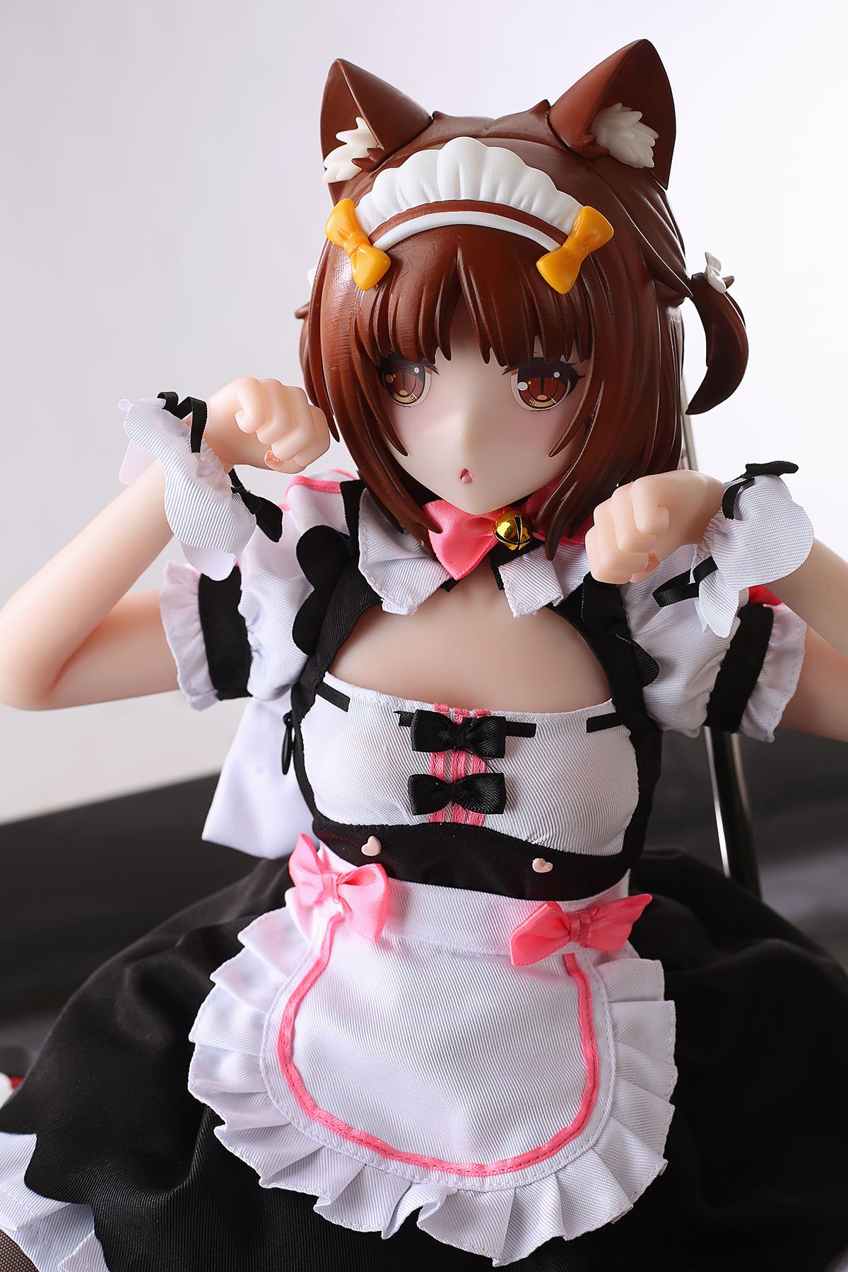 65cm Midnight Feline Maid Silicone Anime Doll – Elegant Dark-Haired Catgirl Companion