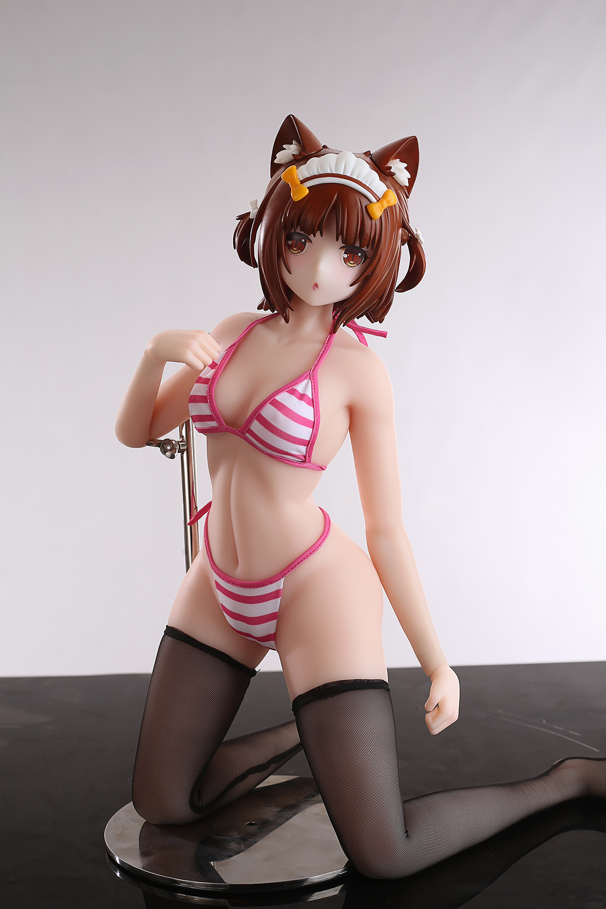 65cm Midnight Feline Maid Silicone Anime Doll – Elegant Dark-Haired Catgirl Companion