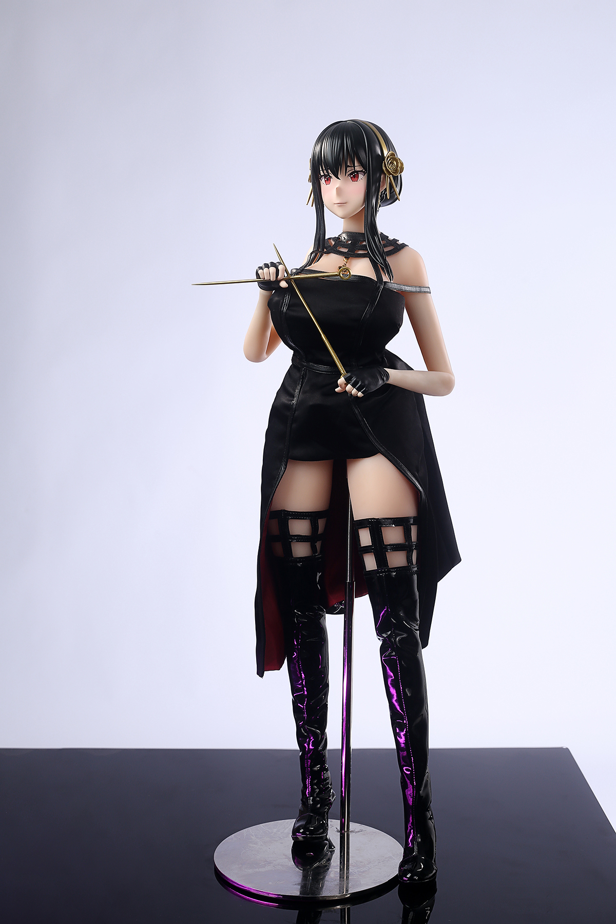 65cm Black Rose Assassin Silicone Anime Doll – Elegant Dark Fantasy Companion