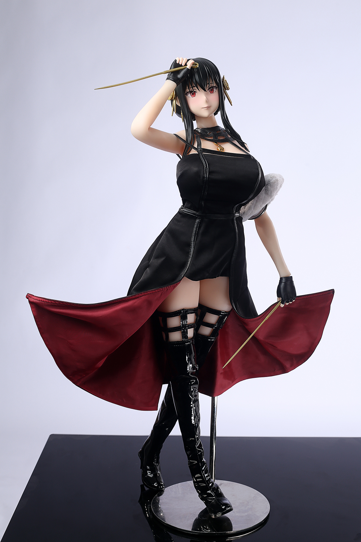 65cm Black Rose Assassin Silicone Anime Doll – Elegant Dark Fantasy Companion