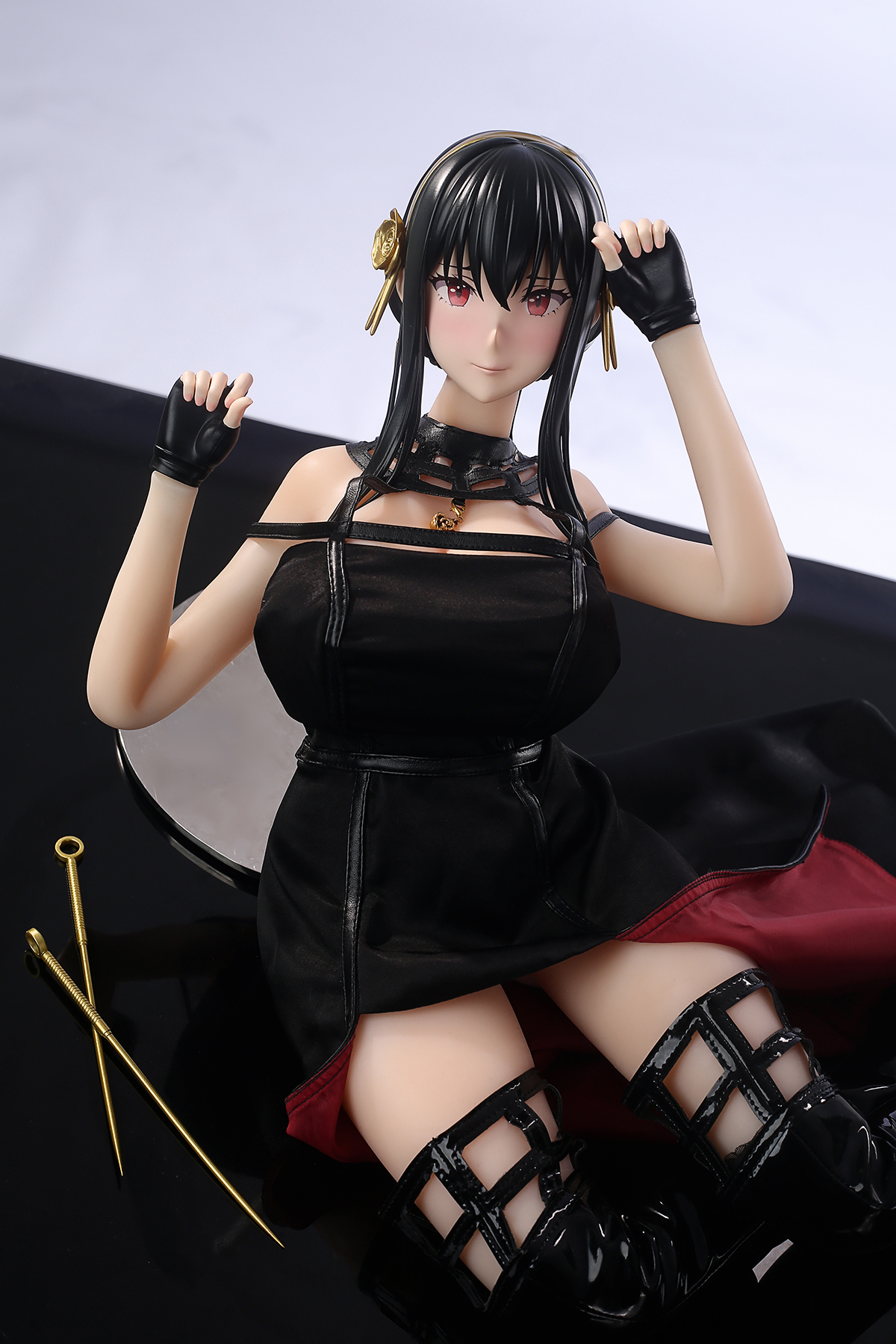 65cm Black Rose Assassin Silicone Anime Doll – Elegant Dark Fantasy Companion