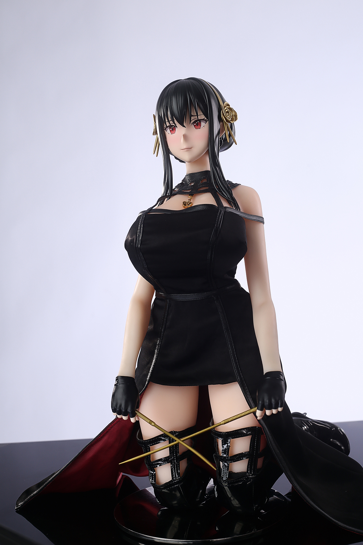 65cm Black Rose Assassin Silicone Anime Doll – Elegant Dark Fantasy Companion