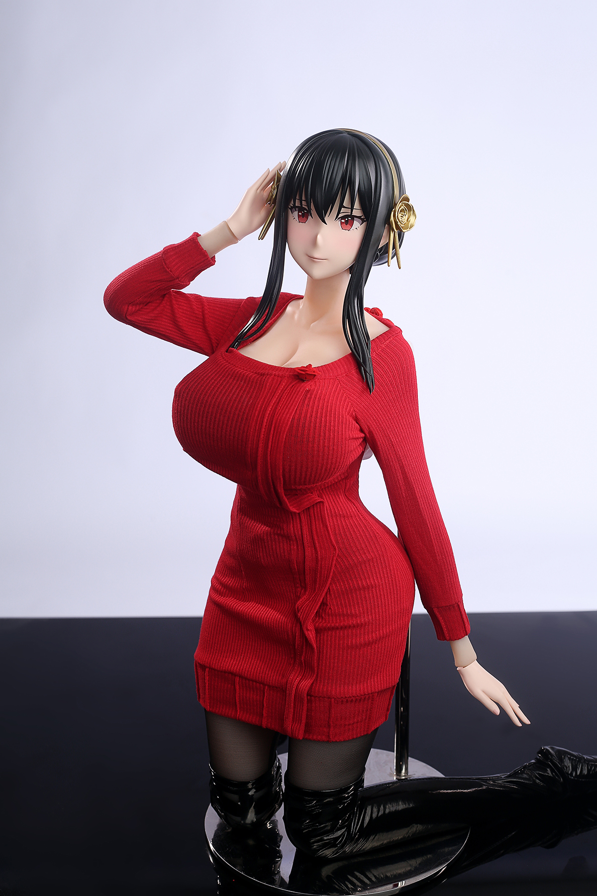 65cm Black Rose Assassin Silicone Anime Doll – Elegant Dark Fantasy Companion