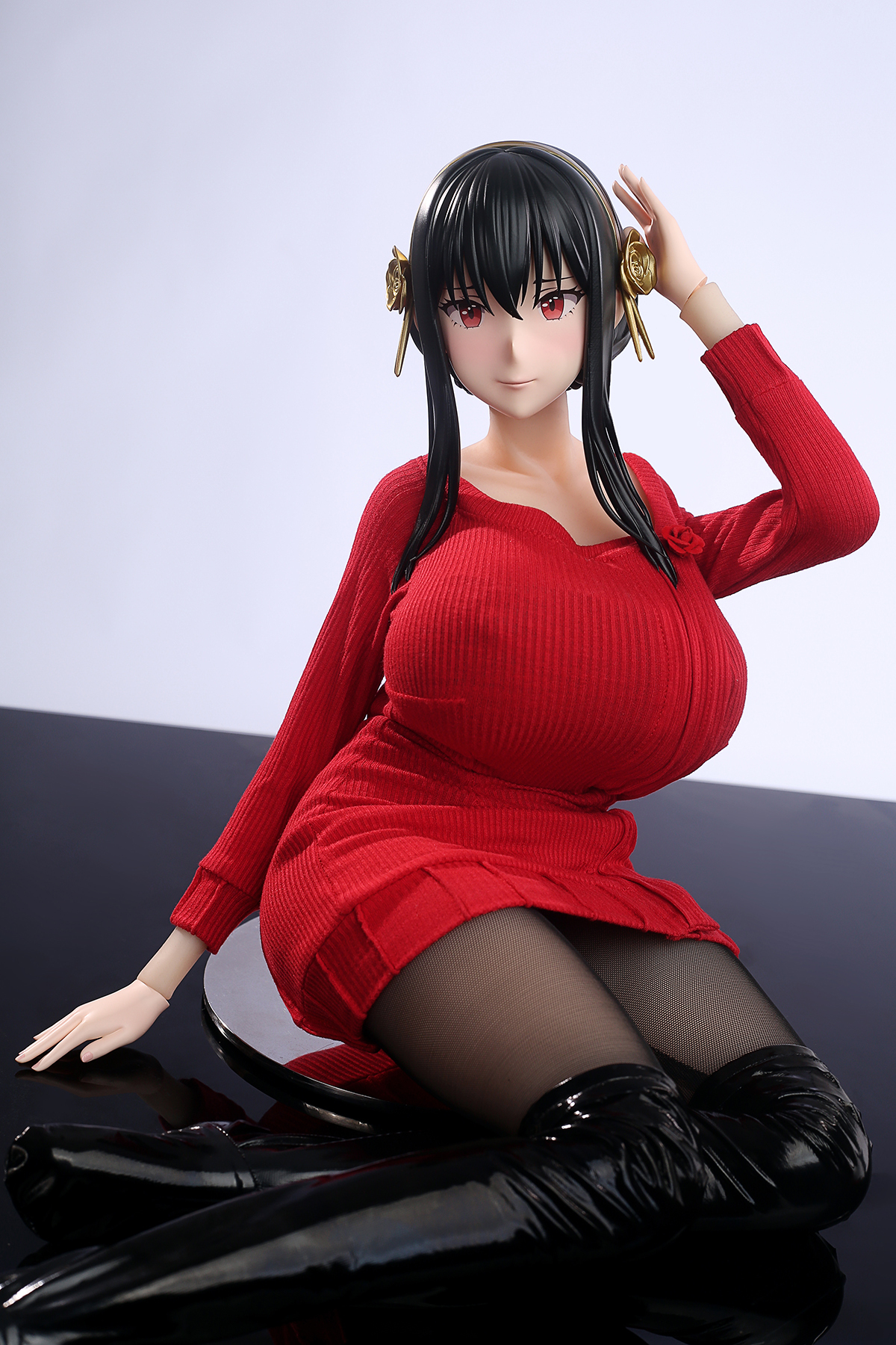 65cm Black Rose Assassin Silicone Anime Doll – Elegant Dark Fantasy Companion