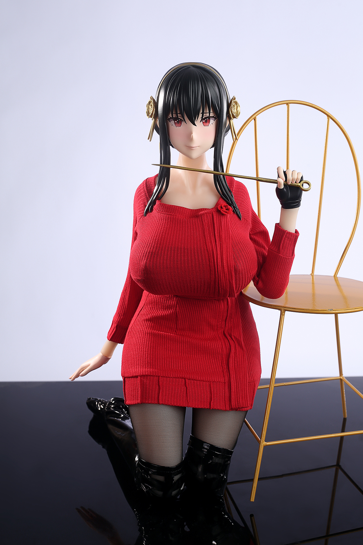 65cm Black Rose Assassin Silicone Anime Doll – Elegant Dark Fantasy Companion
