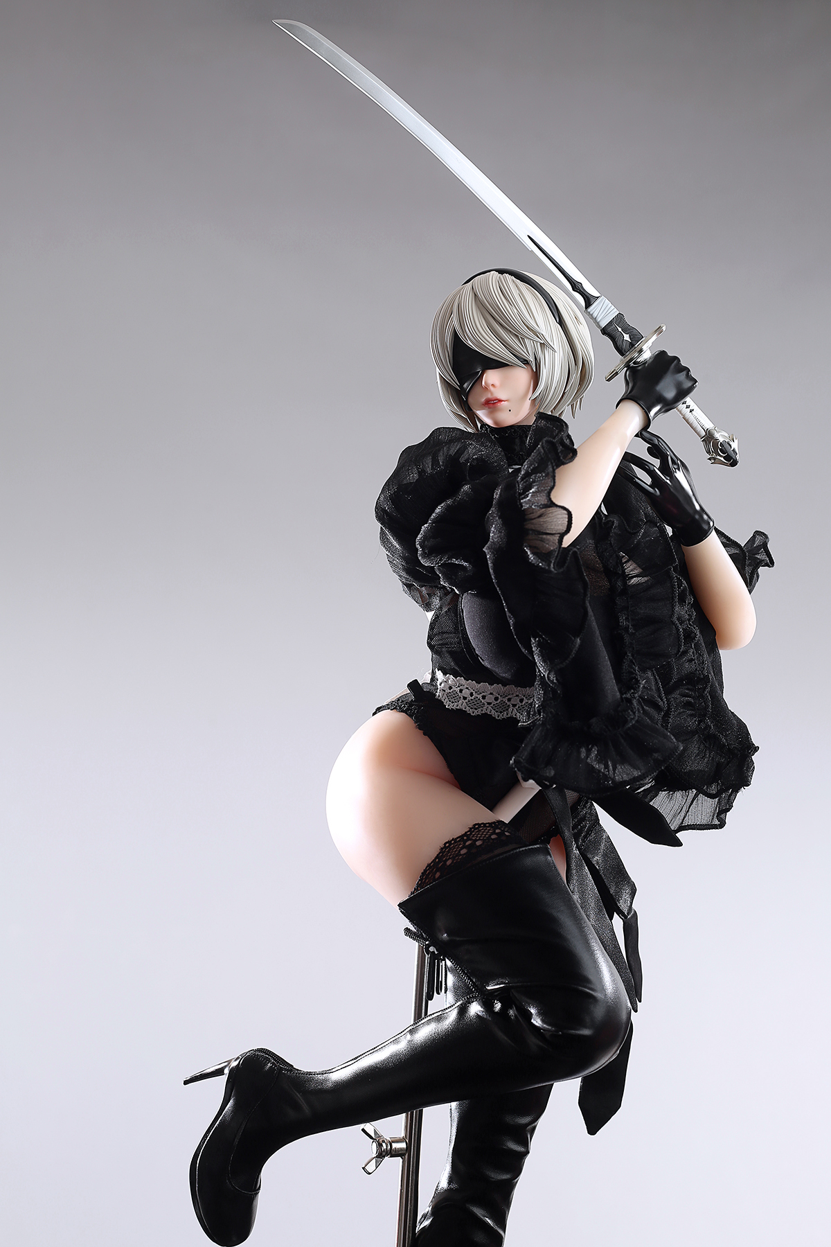 65cm Future Android Silicone Anime Doll – White-Haired Cyber Warrior Companion