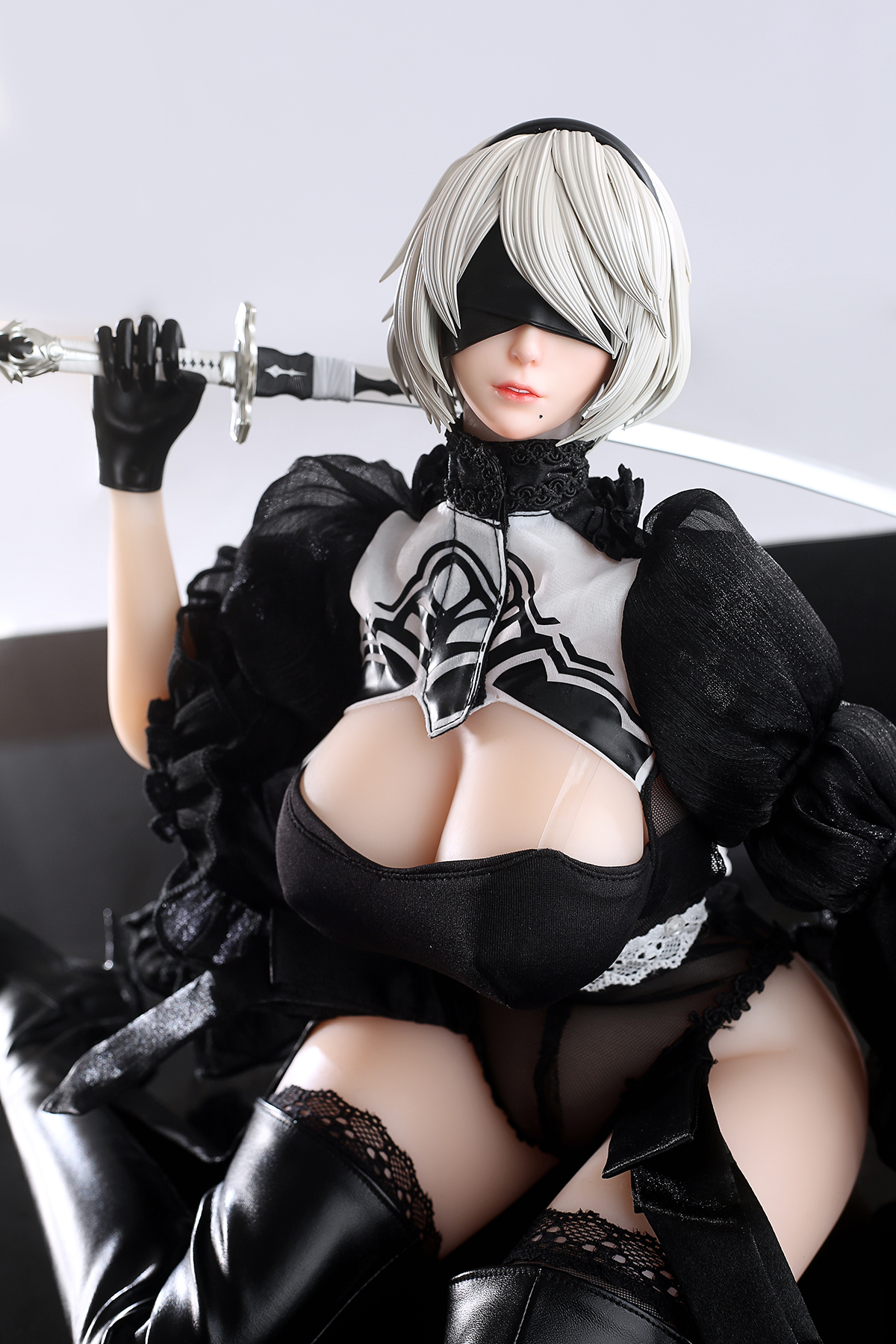 65cm Future Android Silicone Anime Doll – White-Haired Cyber Warrior Companion