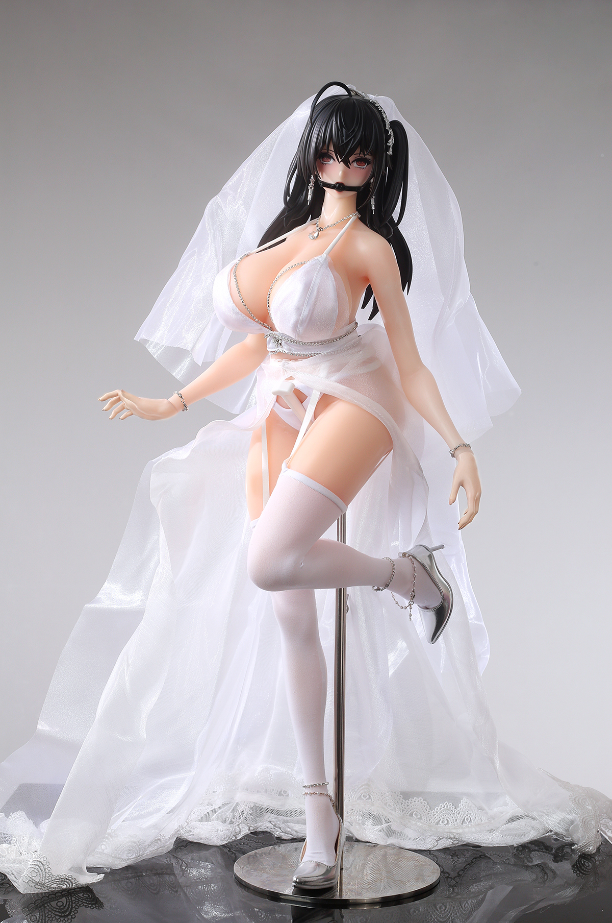 65cm Crimson Shrine Maiden Silicone Anime Doll – Elegant Red & White Fantasy Companion
