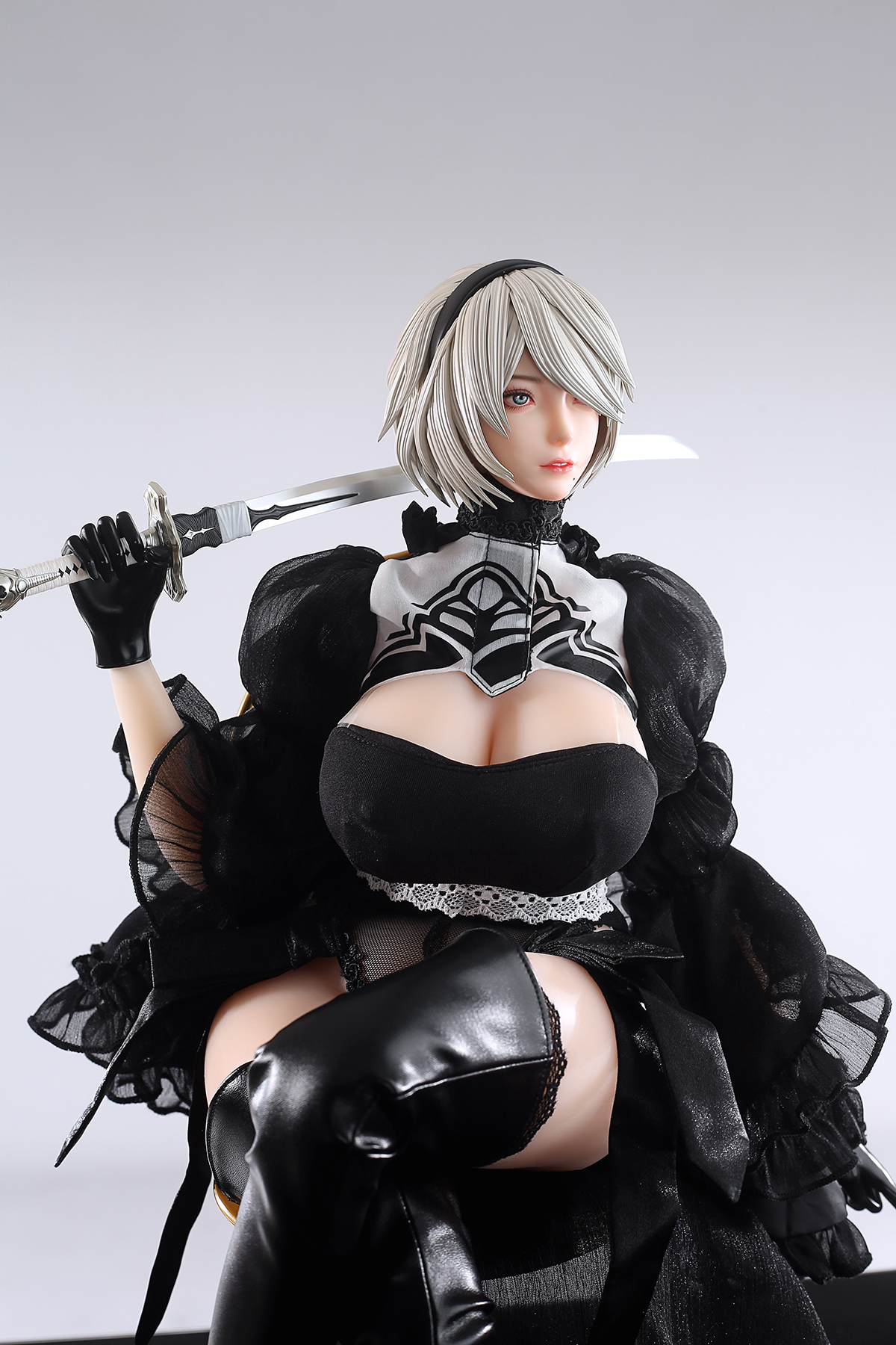 65cm Future Android Silicone Anime Doll – White-Haired Cyber Warrior Companion