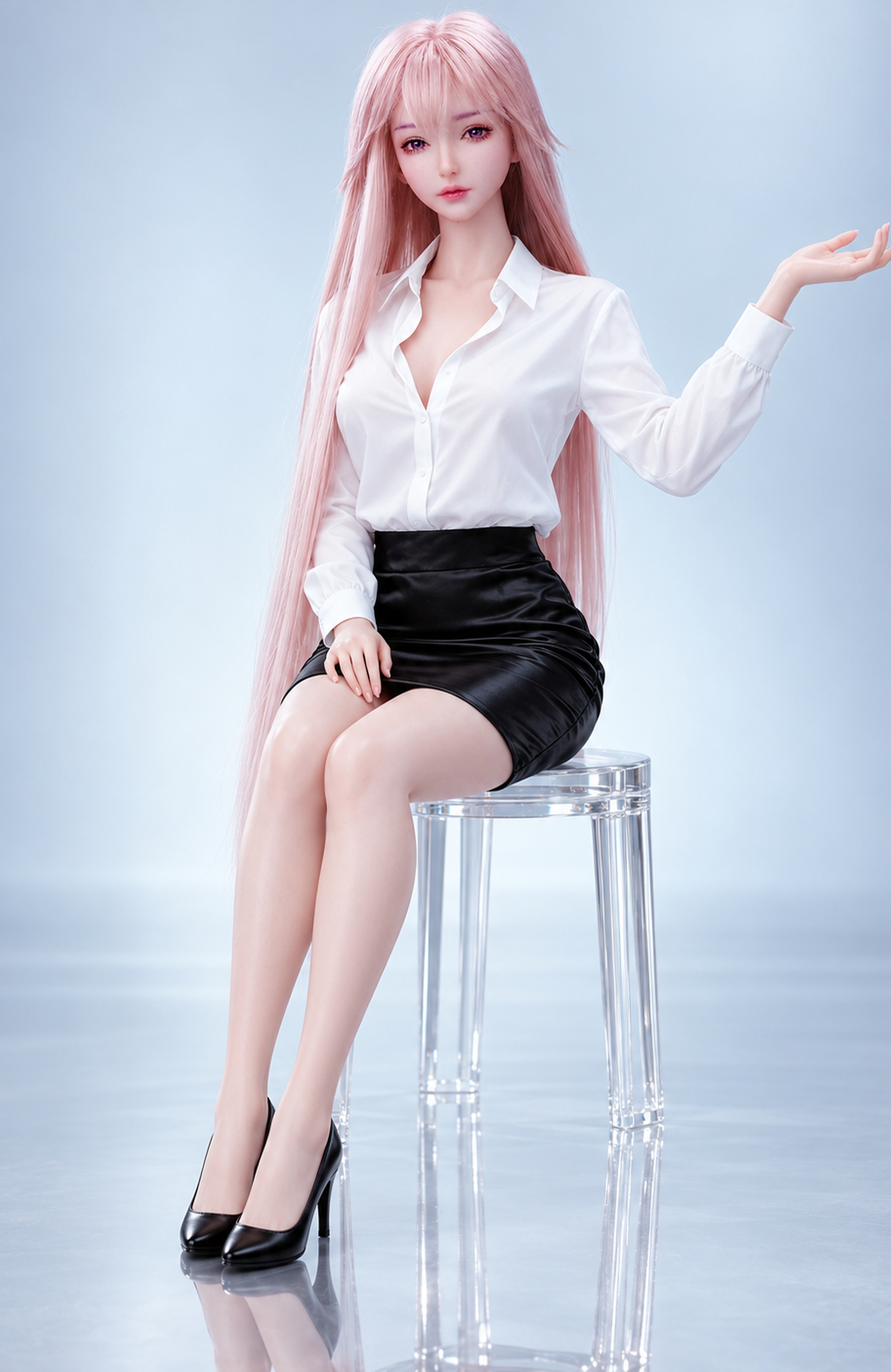 70cm Hana Crystal Mini Soft Silicone Anime Doll – Elegant Fantasy Girl Character Collectible