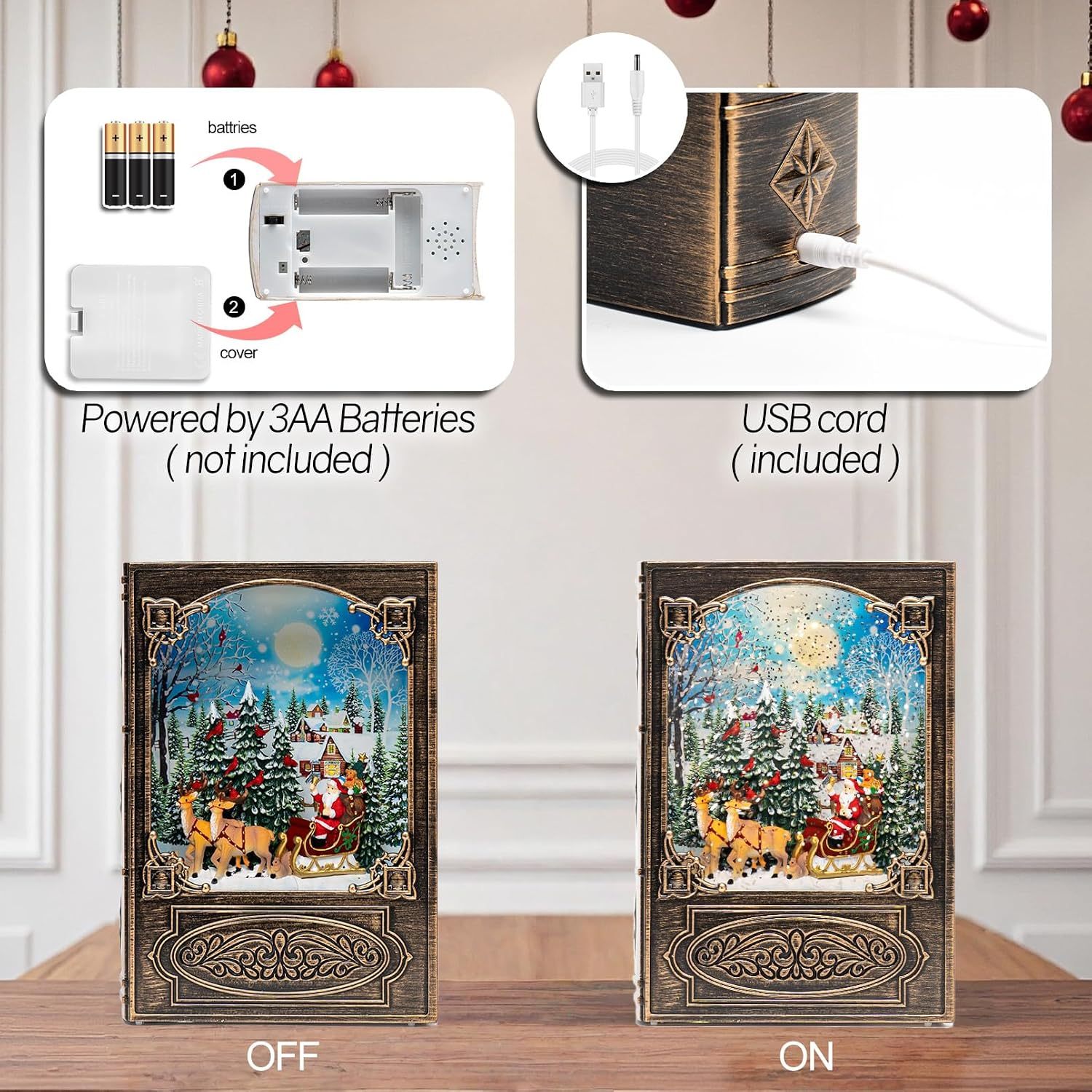 Eightown Book Snow Globe Lantern