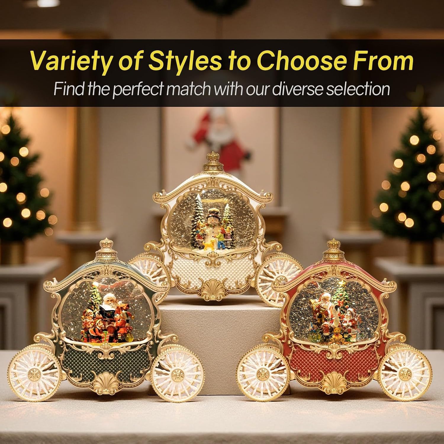 Christmas White Carriage Snow Globe Lantern