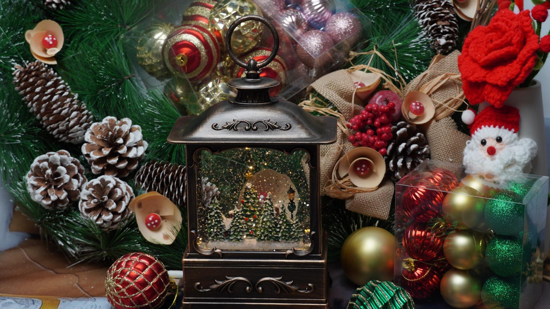 Forest House Snow Globe Lantern