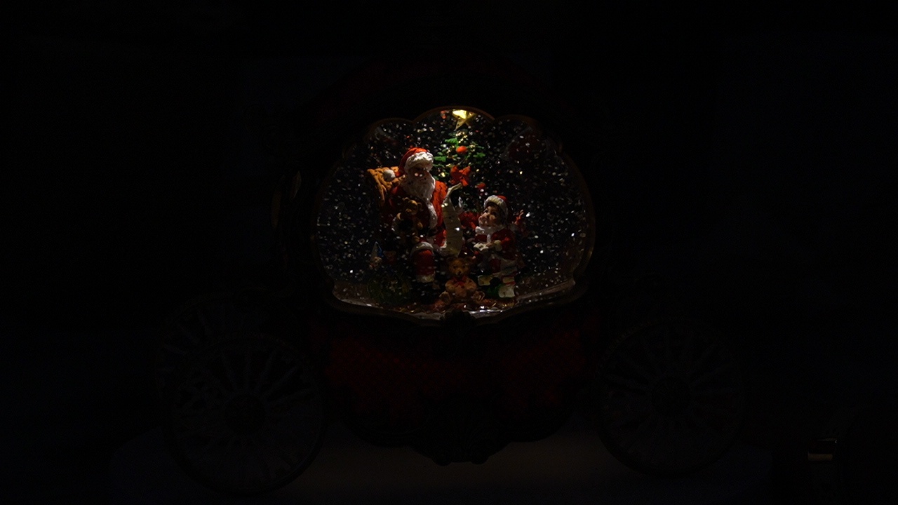 Red White Gold Princess Carriage Water Lantern with Santa
