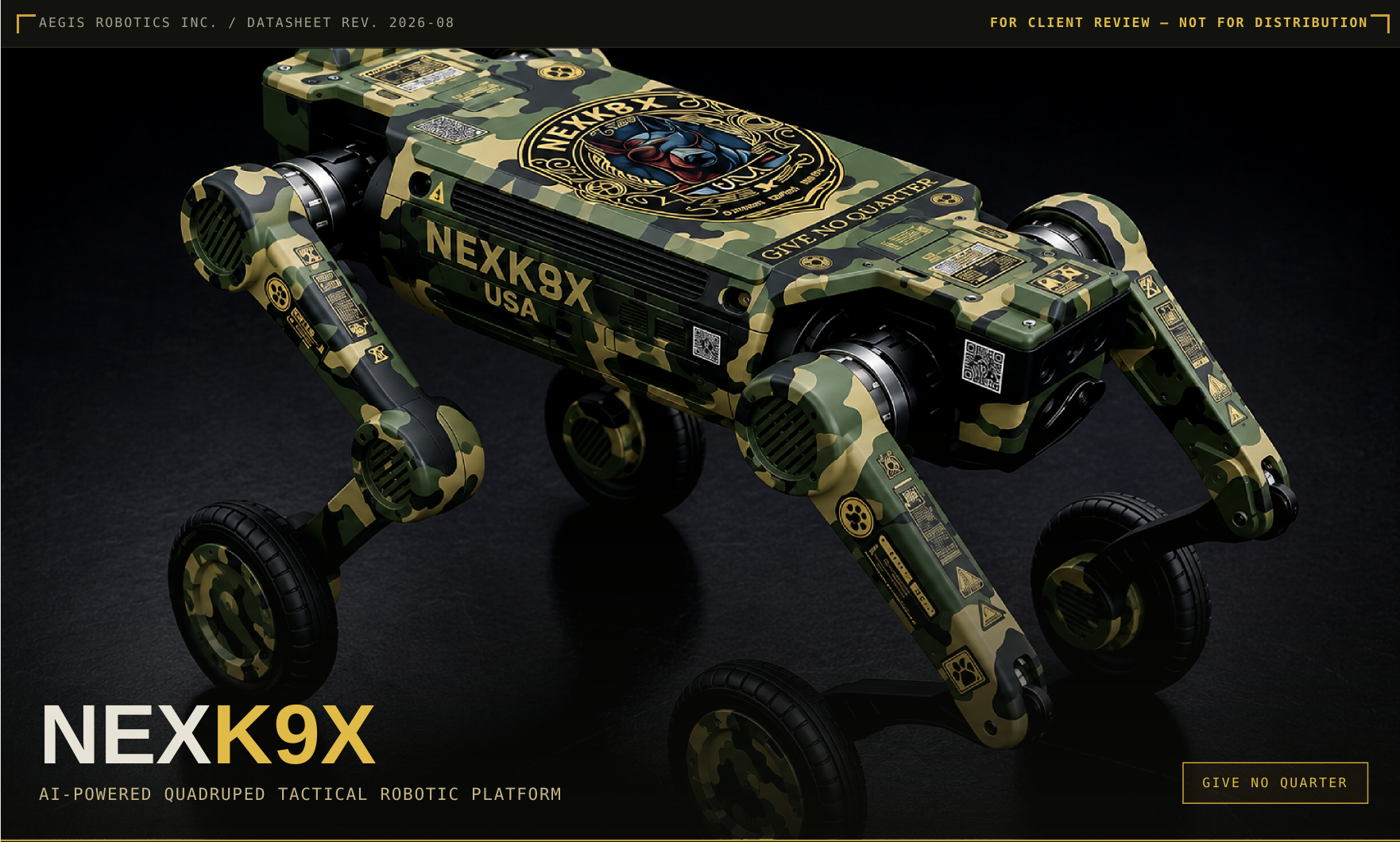 NexK9X Sentinel™                     AI Patrol & Interdiction Robot