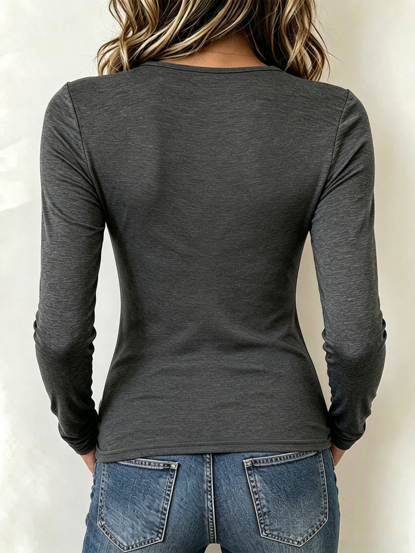 Hollow‑Out Drawstring Ruched Slim Fit Long Sleeve Top