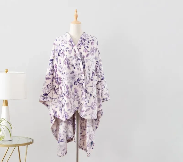 Flowers Botanical Wearable Plush Blanket(With pockets)