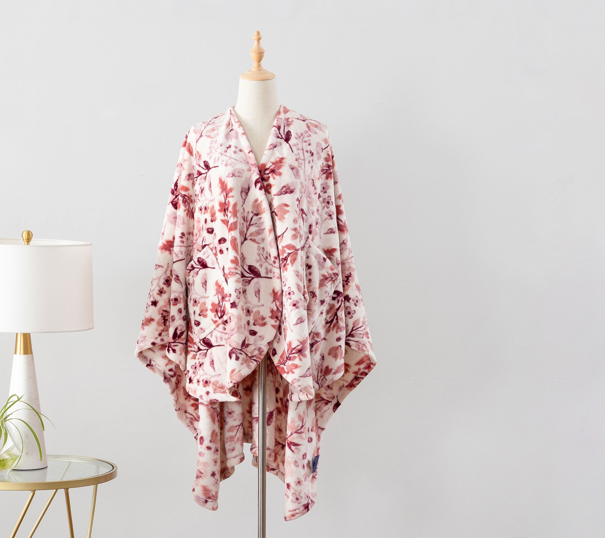 Flowers Botanical Wearable Plush Blanket(With pockets)