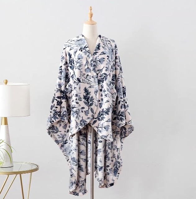 Flowers Botanical Wearable Plush Blanket(With pockets)