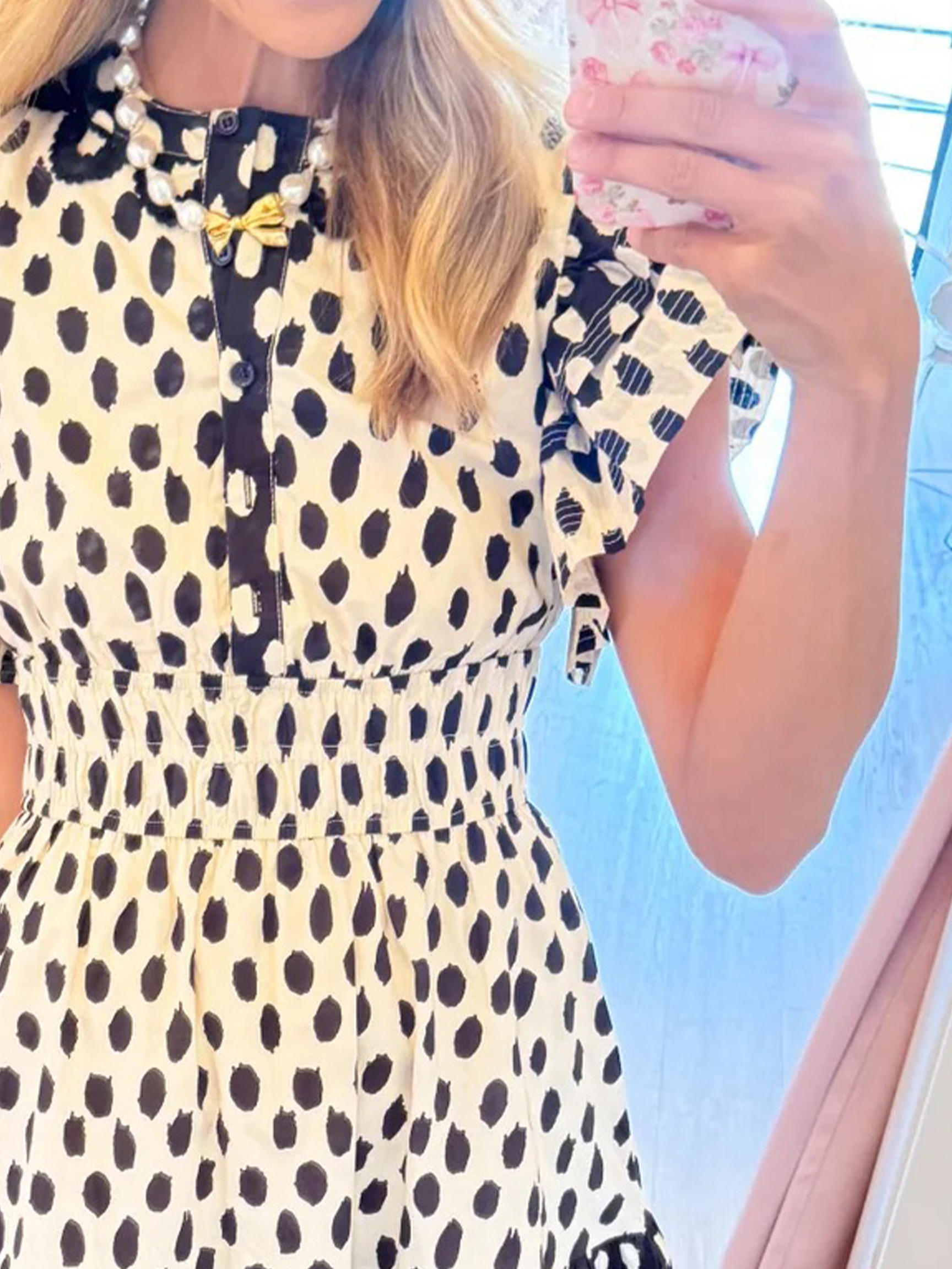 Playful Polka Dot Ruffle Mini Dress with Smocked Waist