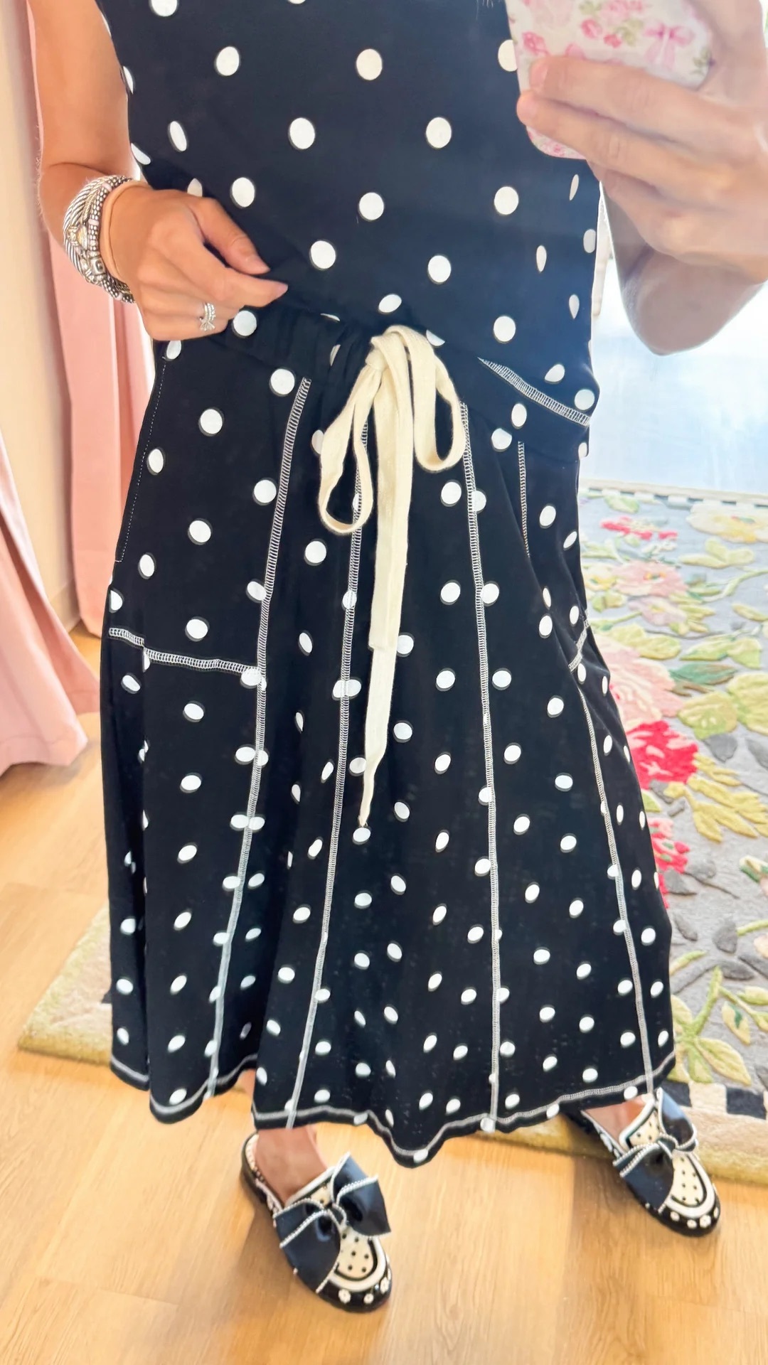 Retro Chic Polka Dot Two-Piece Set with Contrast