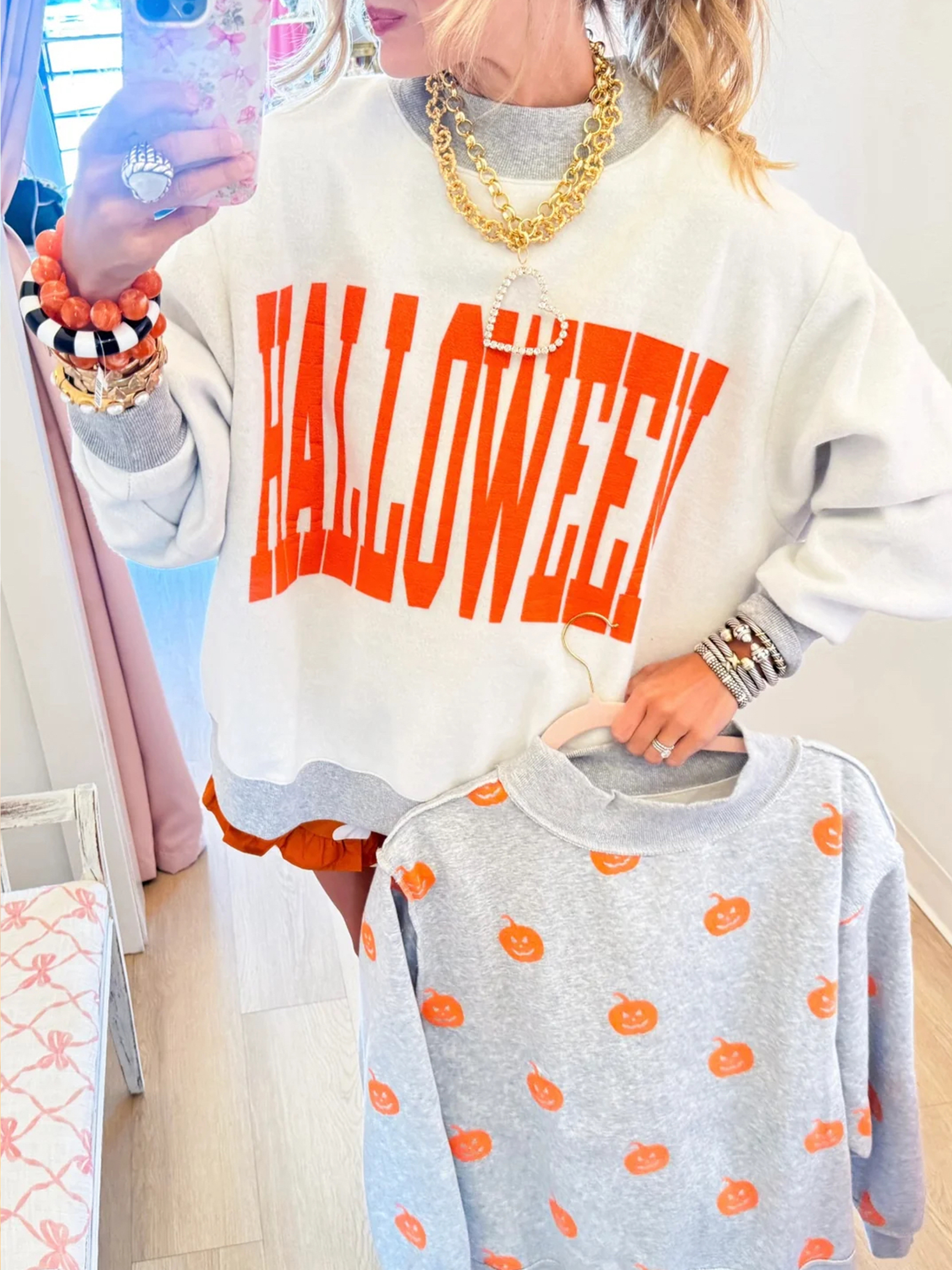 Bold "HALLOWEEN" Graphic Mock-Neck Sweatshirt