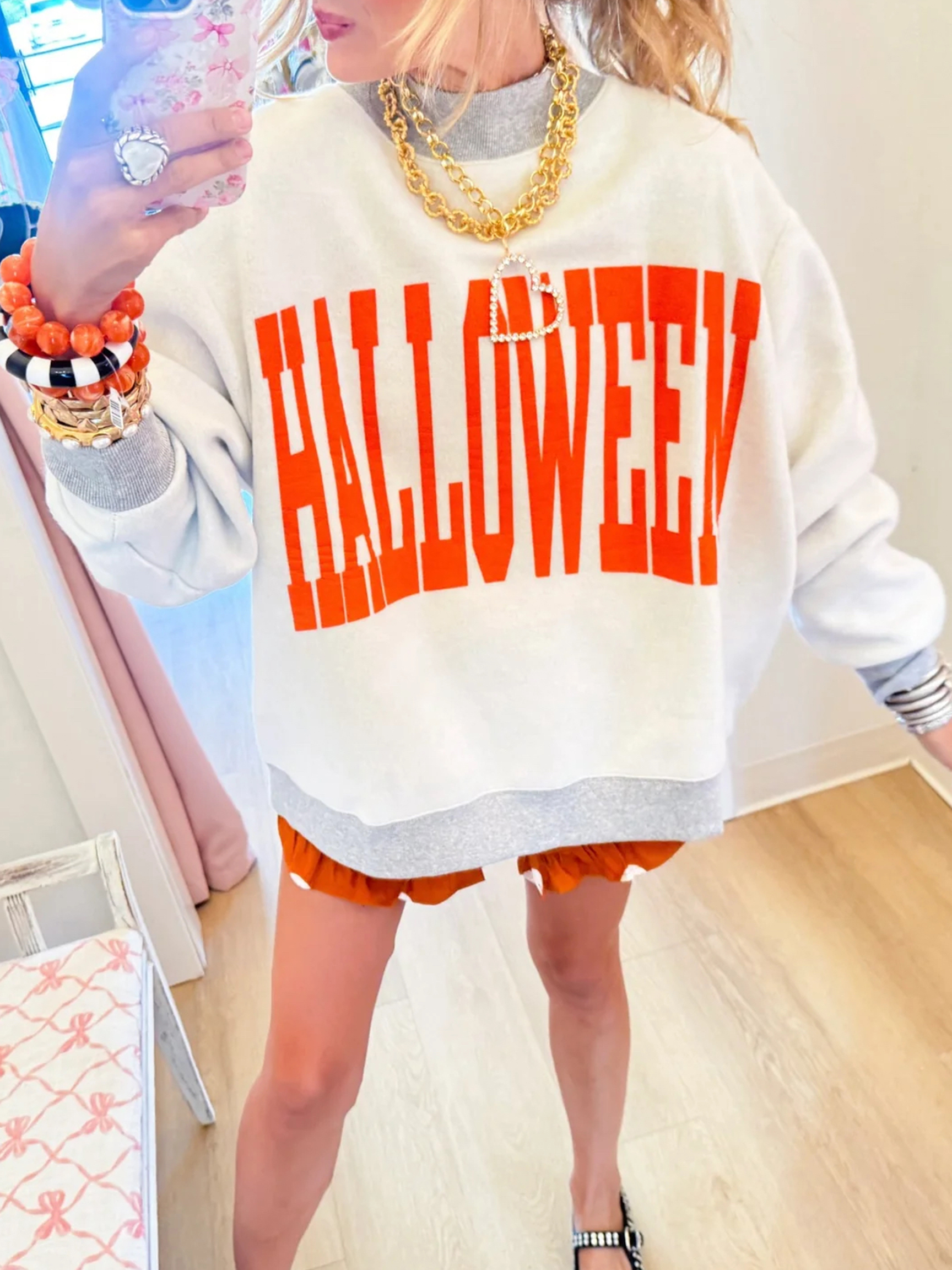 Bold "HALLOWEEN" Graphic Mock-Neck Sweatshirt