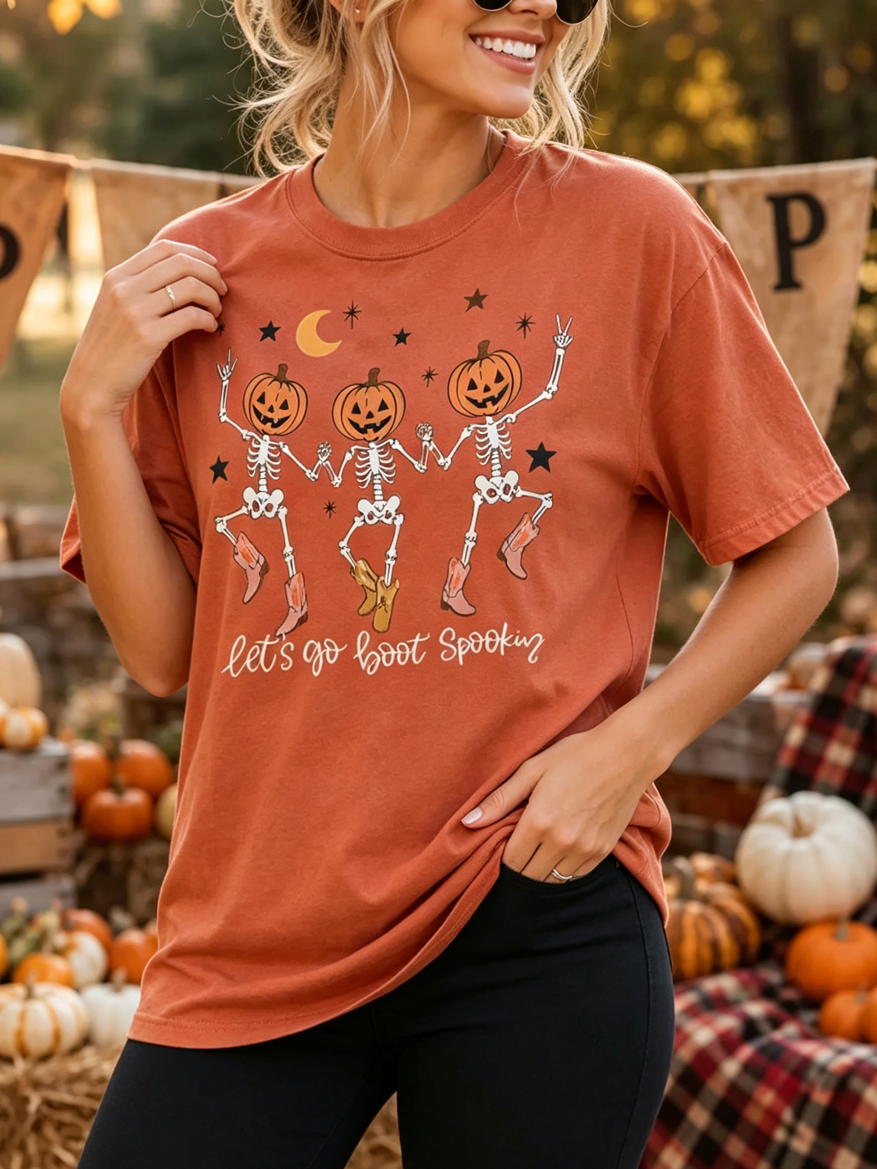 "Let's Go Boot Spookin" Vintage Wash Graphic Tee