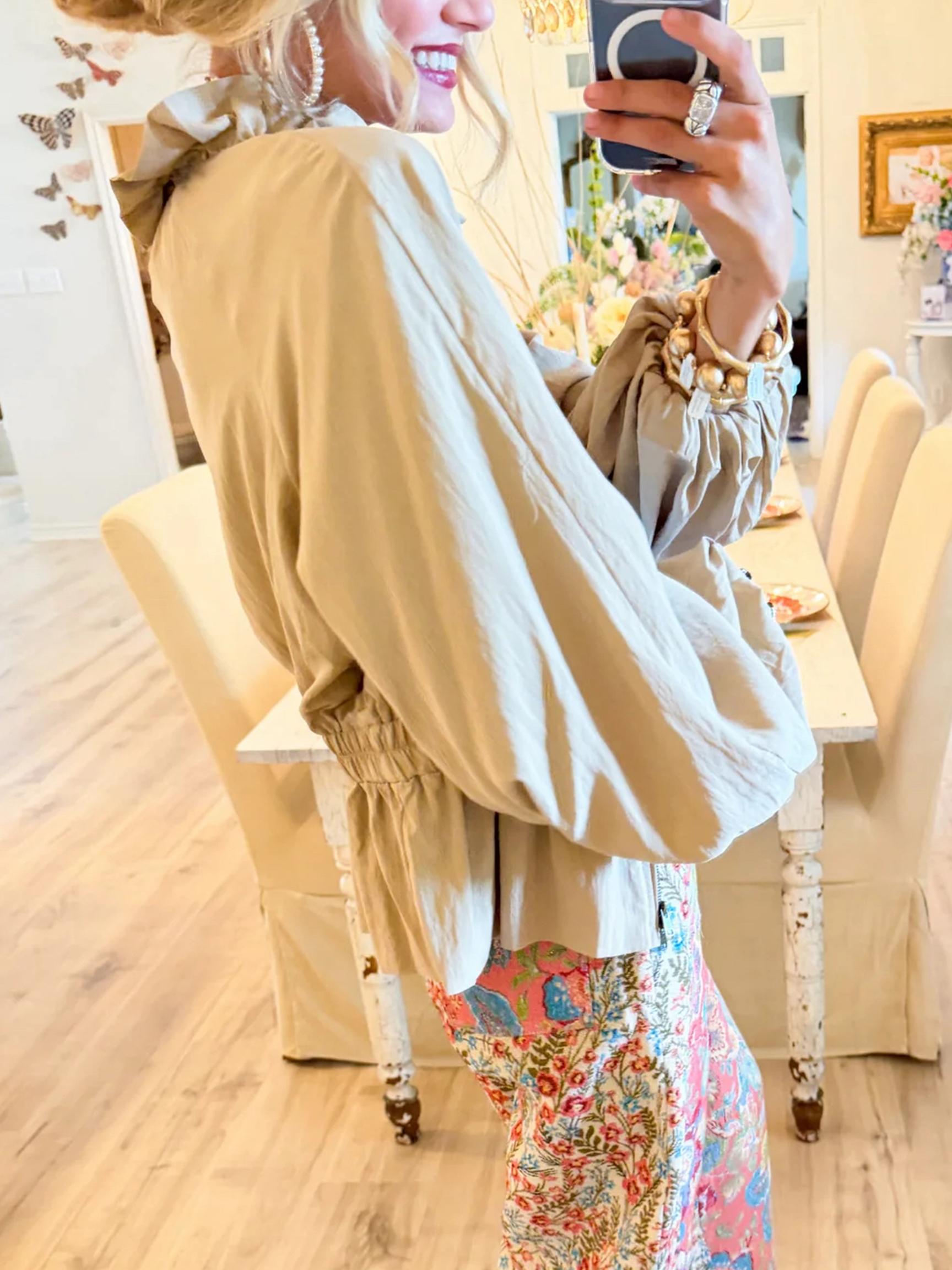 Modern Classic Ruffled Zip-Up Jacket