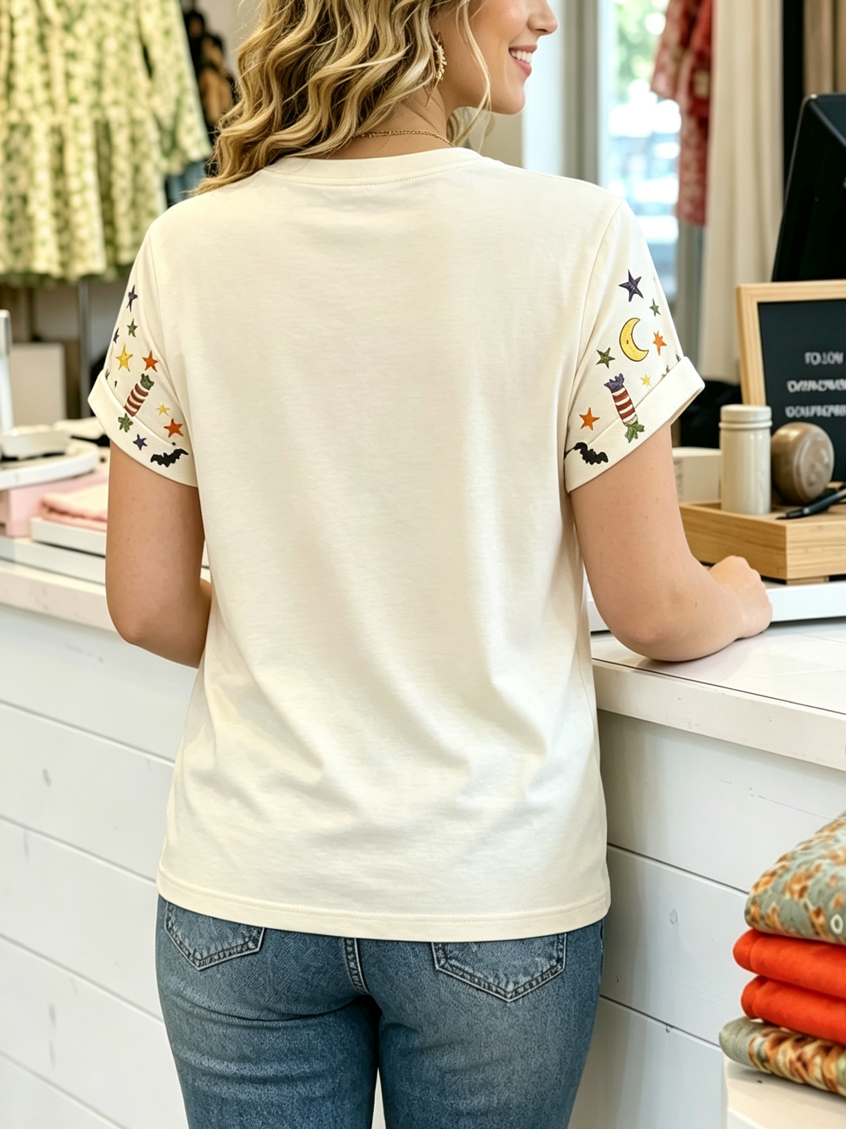 Cute Halloween Graphic V-Neck T-Shirt - "Spooky Season"