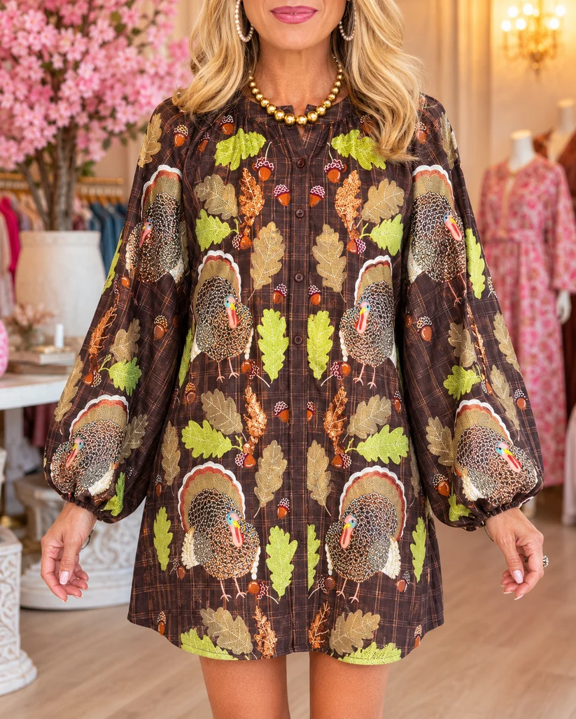 Harvest Turkey Autumn Tunic Dress
