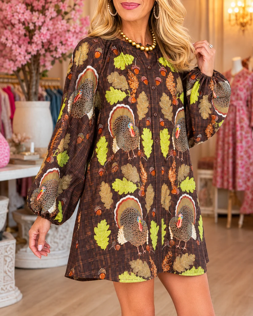 Harvest Turkey Autumn Tunic Dress