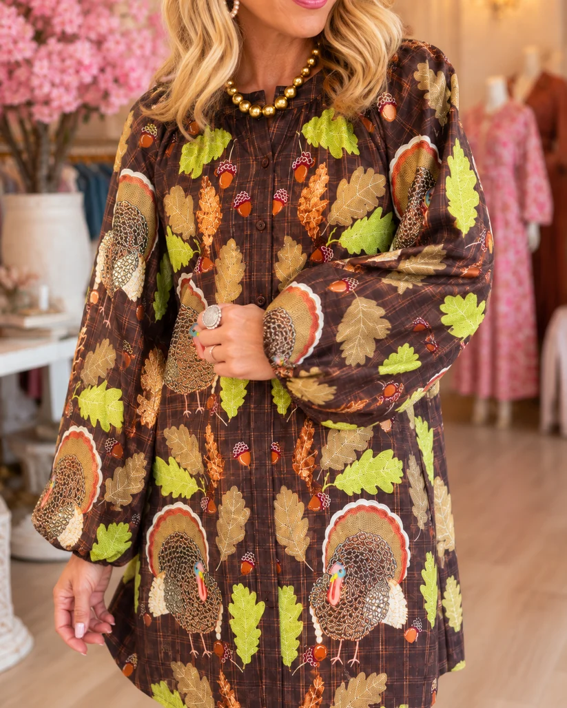 Harvest Turkey Autumn Tunic Dress